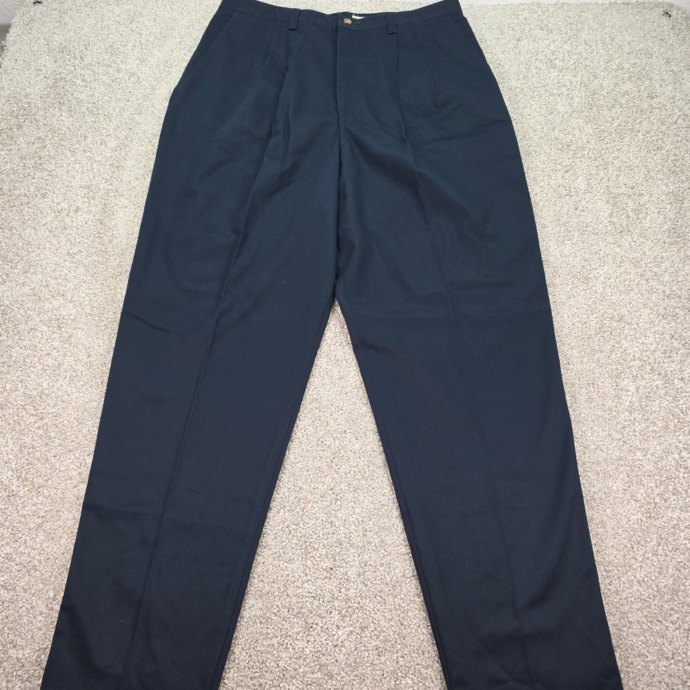 Eddie Bauer Womens Navy Blue Pleated Khaki Pants Size 18 Wrinkle Resistant